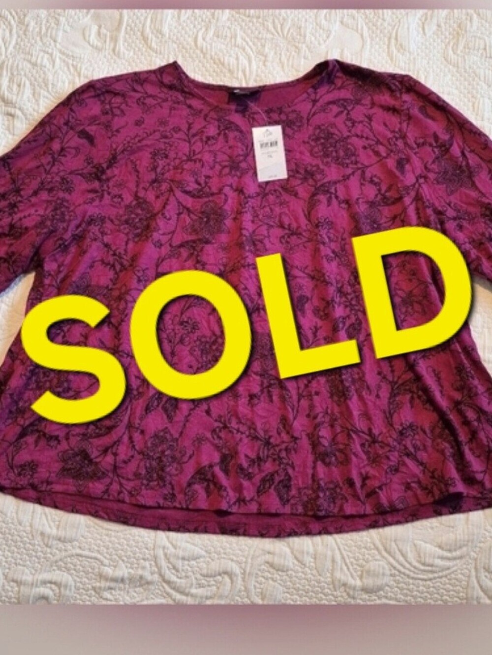 J. Jill women's size XL Boysenberry 3/4 sleeve floral design wearever Collection